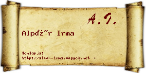 Alpár Irma névjegykártya