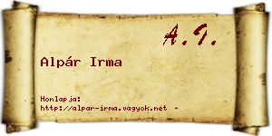 Alpár Irma névjegykártya