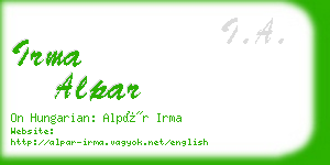 irma alpar business card